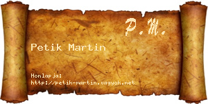 Petik Martin névjegykártya